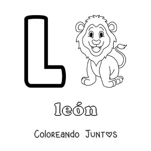 Imagen para colorear de la letra l de león