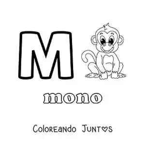 Imagen para colorear de la letra m de mono