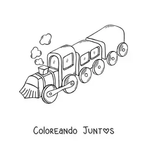 Imagen para colorear de un tren a vapor visto desde arrriba