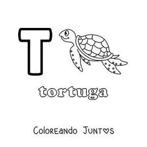 Imagen para colorear de la letra t de tortuga