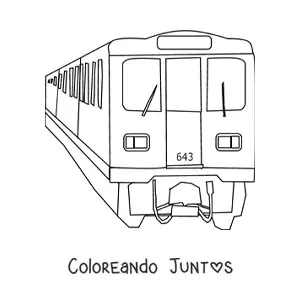 Imagen para colorear de un tren subterráneo de frente