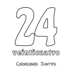 Imagen para colorear de ficha del 24 para aprender los números naturales