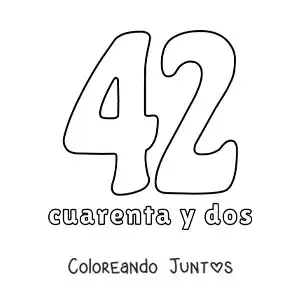 Imagen para colorear de ficha del 42 para aprender los números naturales