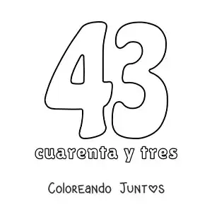 Imagen para colorear de ficha del 43 para aprender los números naturales