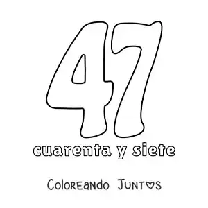 Imagen para colorear de ficha del 47 para aprender los números naturales