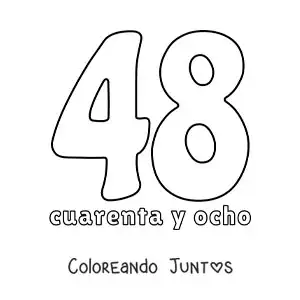 Imagen para colorear de ficha del 48 para aprender los números naturales