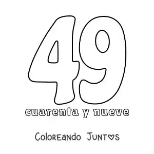 Imagen para colorear de ficha del 49 para aprender los números naturales