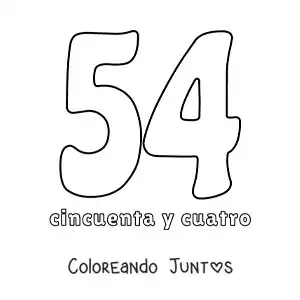 Imagen para colorear de ficha del 54 para aprender los números naturales