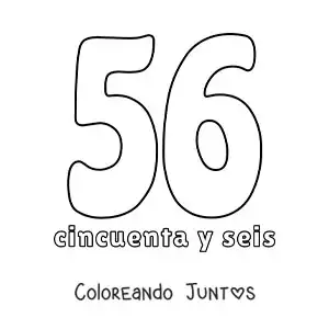 Imagen para colorear de ficha del 56 para aprender los números naturales