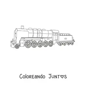 Imagen para colorear de la vista lateral de un tren