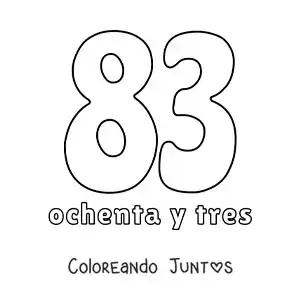 Imagen para colorear de ficha del 83 para aprender los números naturales