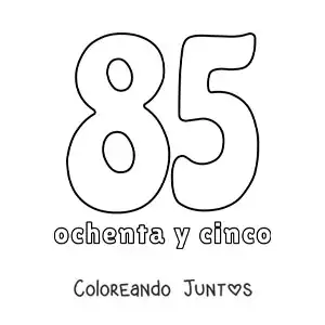 Imagen para colorear de ficha del 85 para aprender los números naturales