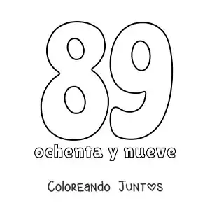 Imagen para colorear de ficha del 89 para aprender los números naturales