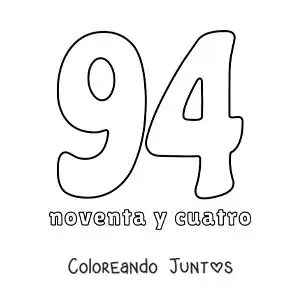 Imagen para colorear de ficha del 94 para aprender los números naturales