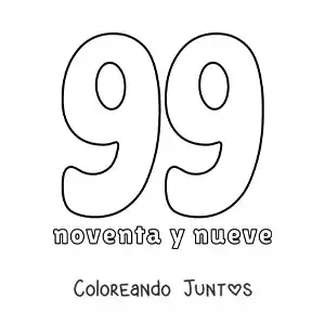 Imagen para colorear de ficha del 99 para aprender los números naturales