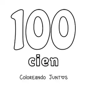 Imagen para colorear de ficha del 100 para aprender los números naturales