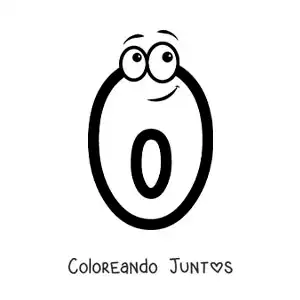 Imagen para colorear del número 0 animado para niños