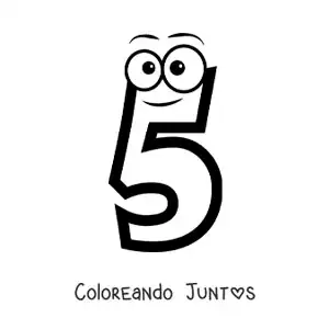 Imagen para colorear del número 5 animado para niños