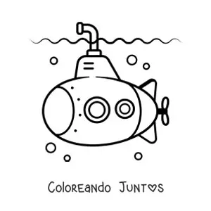 Imagen para colorear de una caricatura de un submarino bajo el agua