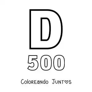Imagen para colorear de ficha del 500 en números romanos con dibujos animados