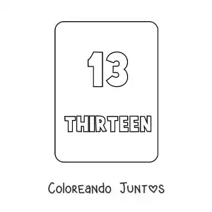 Imagen para colorear del número 13 en inglés