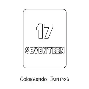 Imagen para colorear del número 17 en inglés