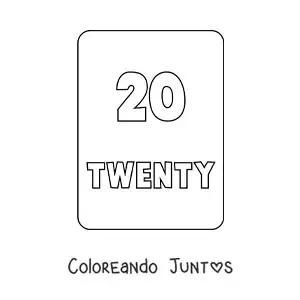 Imagen para colorear del número 20 en inglés