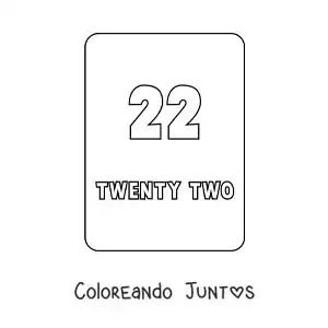 Imagen para colorear del número 22 en inglés