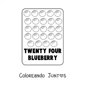 Imagen para colorear del número 24 en inglés con frutas