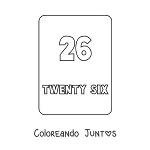 Imagen para colorear del número 26 en inglés