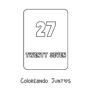 Imagen para colorear del número 27 en inglés
