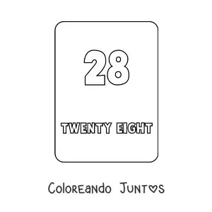 Imagen para colorear del número 28 en inglés