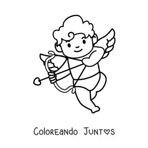 Imagen para colorear de caricatura de cupido bebé flechando