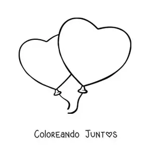 Imagen para colorear de 2 globos de corazones juntos