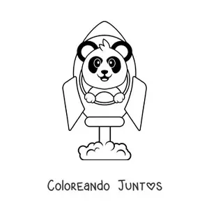 Imagen para colorear de un panda animado dentro de un cohete