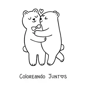 Imagen para colorear de pareja de osos amorosos abrazados