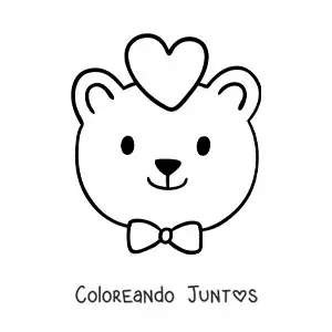 Imagen para colorear de oso con un corazón y una corbata de lazo