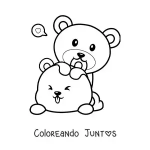 Imagen para colorear de pareja de osos enamorados jugando
