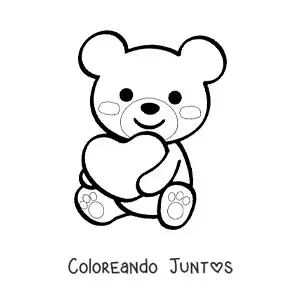 Imagen para colorear de oso grande con un corazón