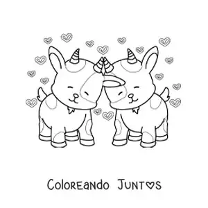 Imagen para colorear de pareja de cabras animadas enamoradas