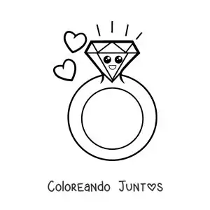 Imagen para colorear de anillo de diamante animado