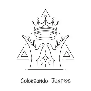 Imagen para colorear de dos manos con una corona
