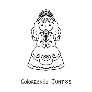 Imagen para colorear de princesa animada con su corona