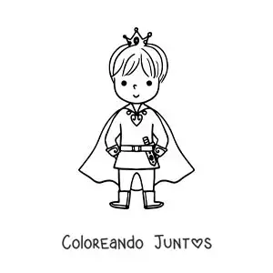 Imagen para colorear de príncipe animado con su corona