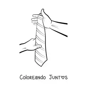 Imagen para colorear de dos manos sosteniendo una corbata