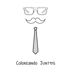Imagen para colorear de corbata y bigotes