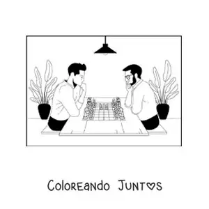 Imagen para colorear de dos hombres jugando ajedrez
