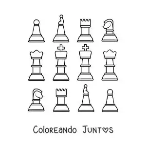 Imagen para colorear de piezas de ajedrez