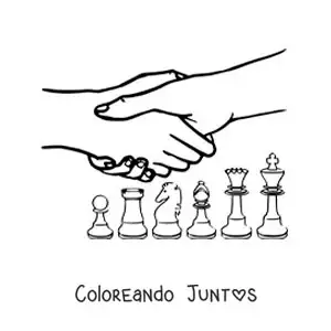 Imagen para colorear de jugadores de ajedrez estrechando sus manos