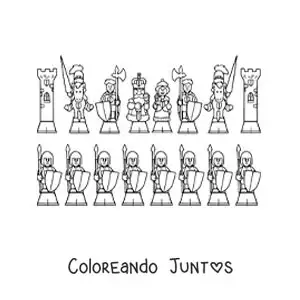 Imagen para colorear de fichas del ajedrez en caricatura